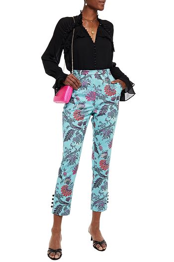 ERDEM Bernardina cotton-blend jacquard slim-leg pants
