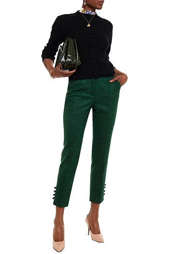 ERDEM Bernardina button-embellished felt slim-leg pants