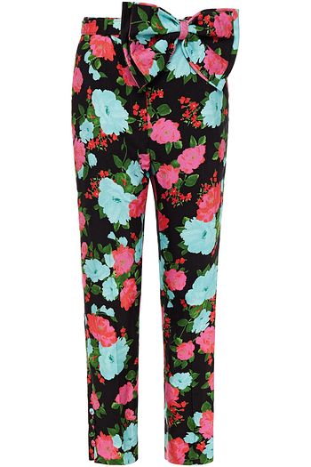 ERDEM Bernardina bow-detailed floral-print twill slim-leg pants