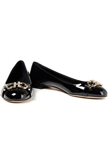 SALVATORE FERRAGAMO Garda 10 logo-embellished patent-leather ballet flats