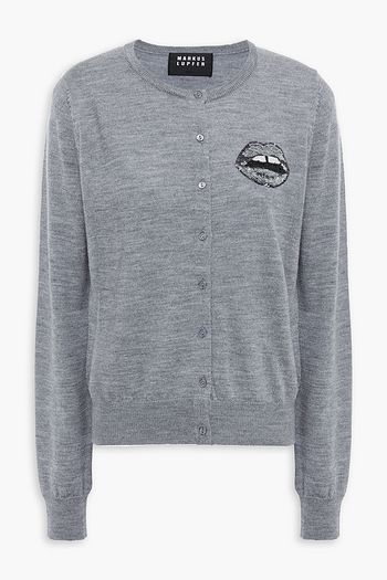 MARKUS LUPFER April sequin-embellished mélange merino wool cardigan