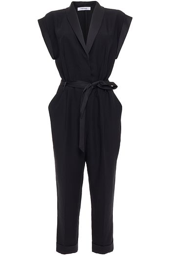 FRAME Cropped wrap-effect crepe jumpsuit