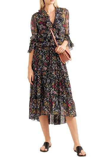 SEE BY CHLOÉ Floral-print metallic fil coupé silk-georgette midi skirt