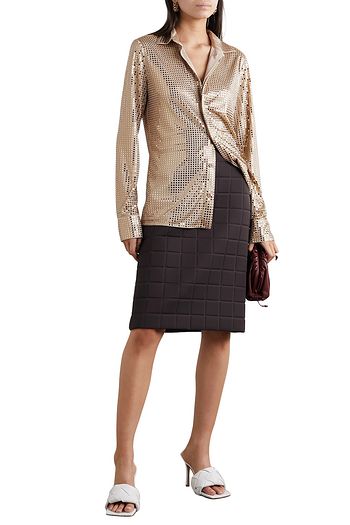 BOTTEGA VENETA Sequin-embellished satin-jersey shirt