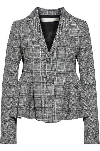 BY any OTHER NAME Flared metallic checked cotton-blend blazer