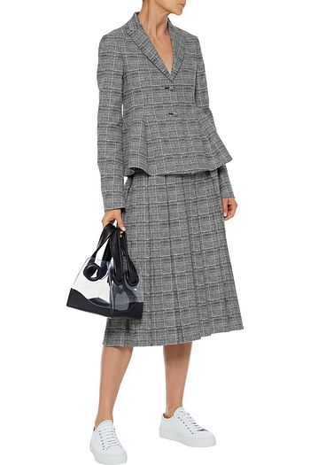 BY any OTHER NAME Pleated metallic checked cotton-blend midi skirt