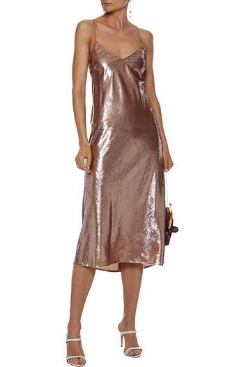 MICHELLE MASON Open-back tinsel midi dress