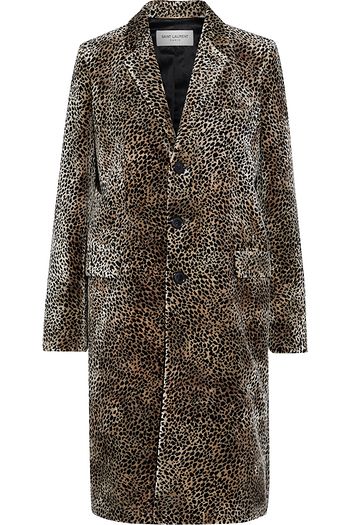 SAINT LAURENT Leopard-print velvet coat