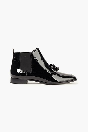 TORY BURCH Adrien chain-trimmed patent-leather ankle boots