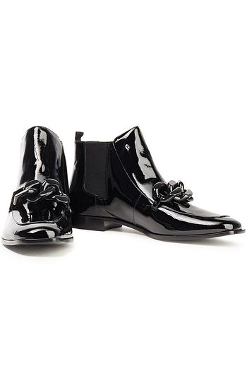 TORY BURCH Adrien chain-trimmed patent-leather ankle boots