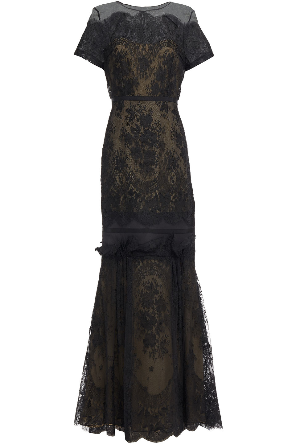Fluted Lace Taffeta And Silk-organza Gown