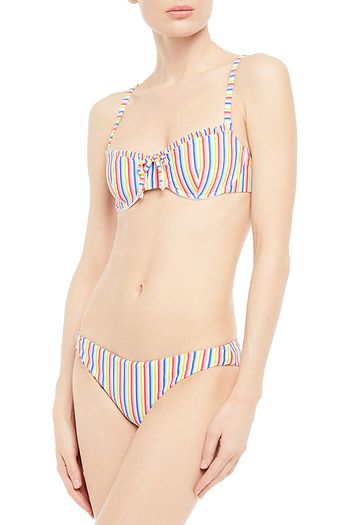ONIA Lily striped stretch-piquè low-rise bikini briefs