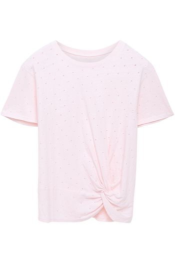 ENZA COSTA Knotted perforated slub cotton-jersey T-shirt