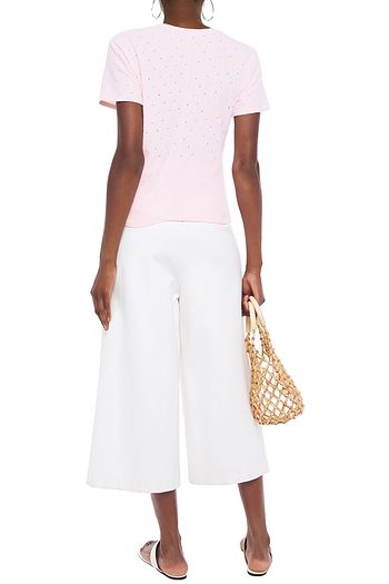 ENZA COSTA Knotted perforated slub cotton-jersey T-shirt