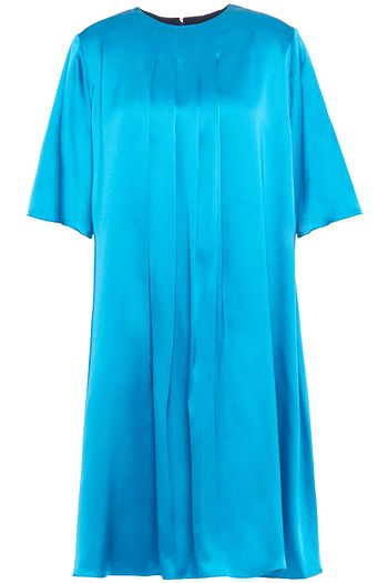 ROKSANDA プリーツ入り ツートーン シルクサテン&ツイル ミニワンピース