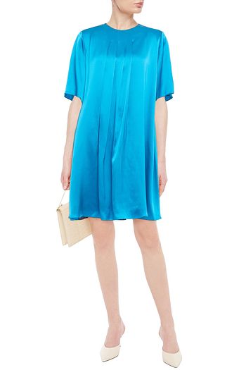 ROKSANDA プリーツ入り ツートーン シルクサテン&ツイル ミニワンピース