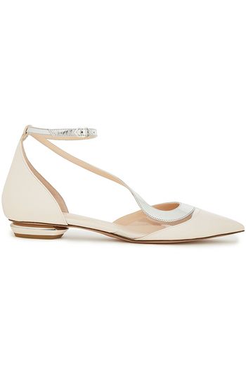 NICHOLAS KIRKWOOD PVC-trimmed mirrored and smooth leather flats