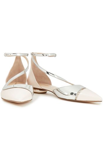 NICHOLAS KIRKWOOD PVC-trimmed mirrored and smooth leather flats