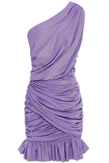 REDEMPTION One-shoulder ruched metallic jersey mini dress