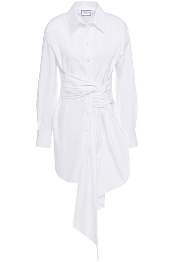 REDEMPTION Draped ruched cotton-blend poplin mini shirt dress