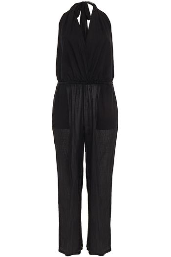 SKIN Cropped cotton-voile halterneck jumpsuit