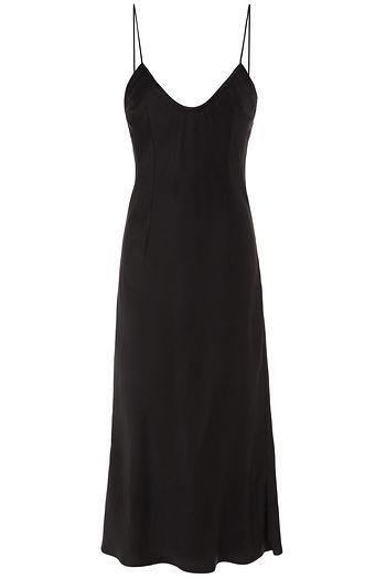 SAINT LAURENT Washed-crepe slip dress