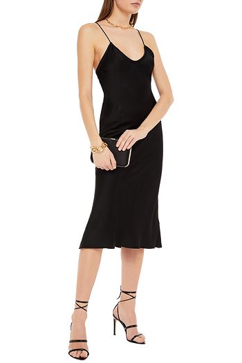 SAINT LAURENT Washed-crepe slip dress