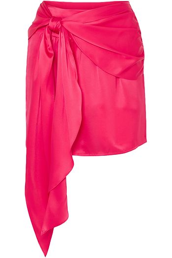 MICHELLE MASON Knotted silk-charmeuse mini skirt
