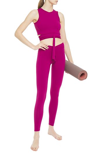 LIVE THE PROCESS Ballet cropped knotted stretch-Supplex top