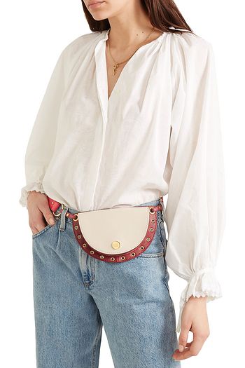 SEE BY CHLOÉ Kriss eyelet-embellished color-block textured-leather belt bag