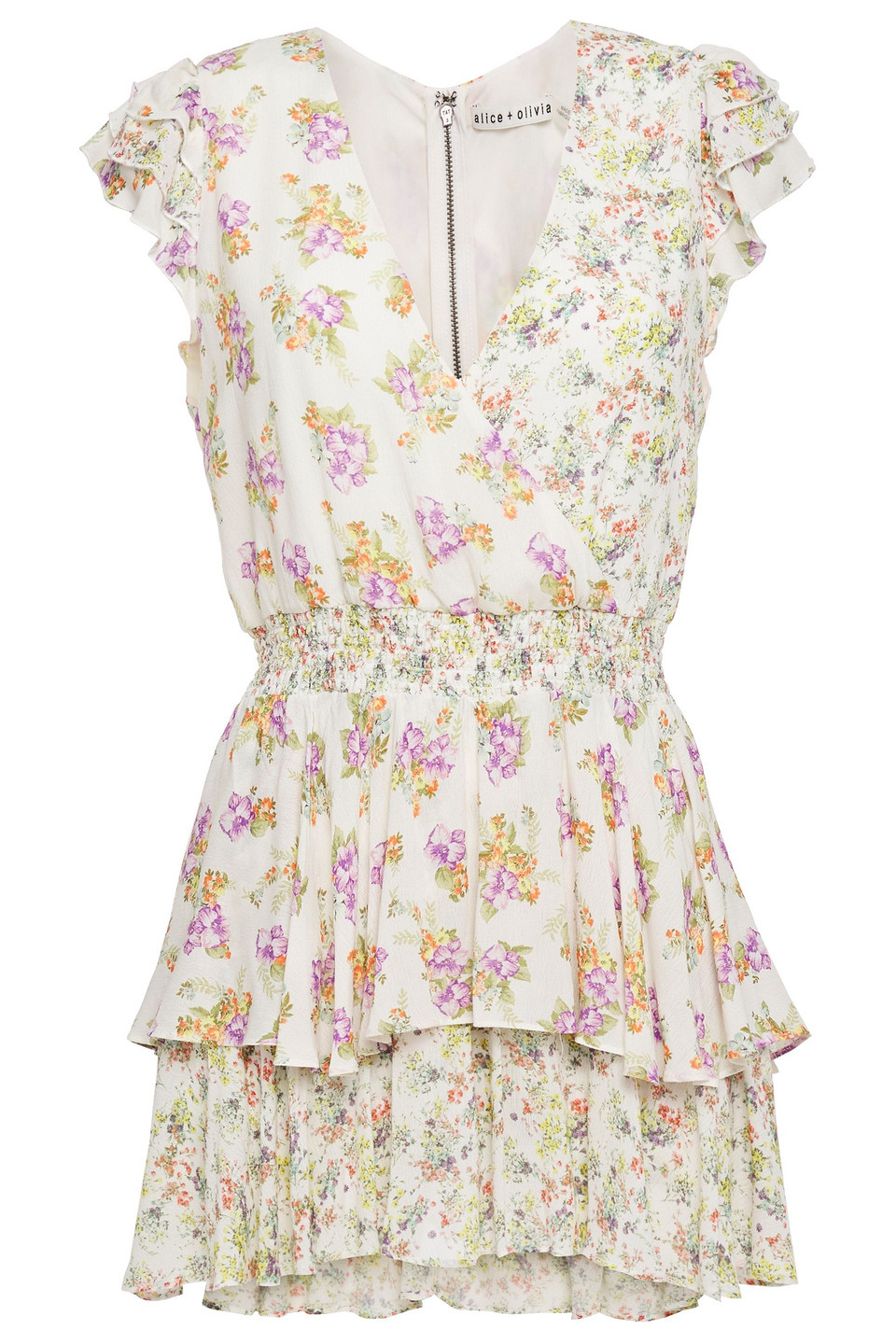 Woman Mariska Tiered Floral-print Crepe Playsuit