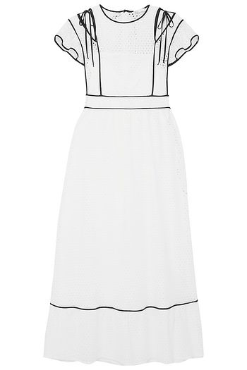 REDVALENTINO Bow-detailed cutout broderie anglaise midi dress