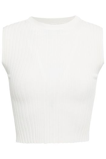 DION LEE Cropped ribbed-knit top