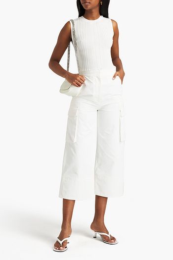 DION LEE Cropped ribbed-knit top