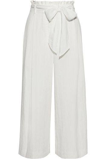RACHEL ZOE Joan belted pleated broadcloth culottes