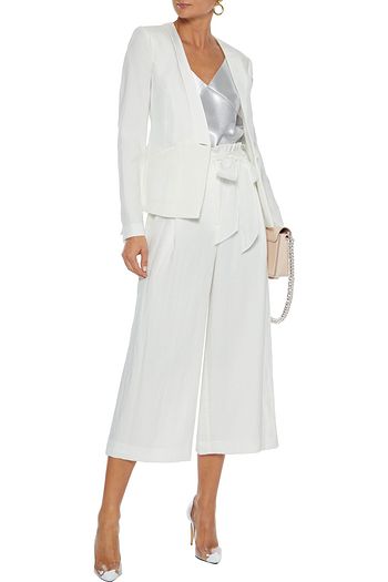 RACHEL ZOE Joan belted pleated broadcloth culottes