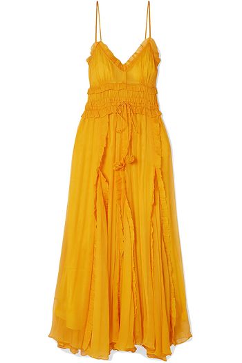 LEE MATHEWS Lilla ruffle-trimmed silk-georgette maxi dress