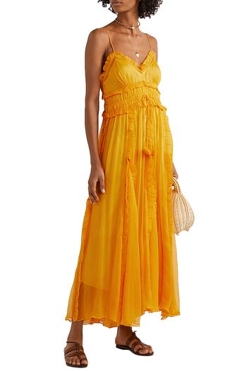 LEE MATHEWS Lilla ruffle-trimmed silk-georgette maxi dress