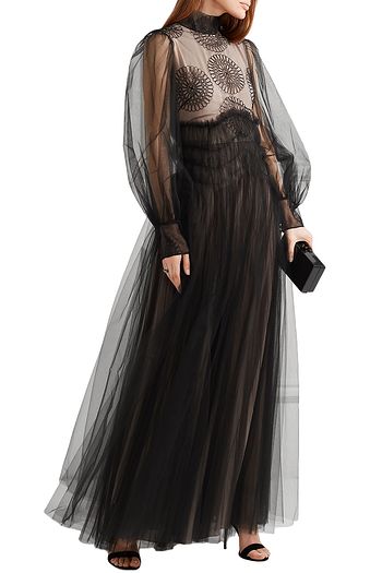 VALENTINO Embellished silk tulle gown