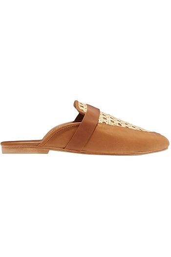 ST. AGNI Siena leather and rattan slippers