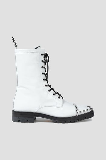 ALEXANDER WANG Lyndon embellished patent-leather combat boots