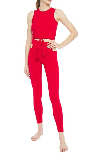 LIVE THE PROCESS Ballet cropped knotted stretch-Supplex top