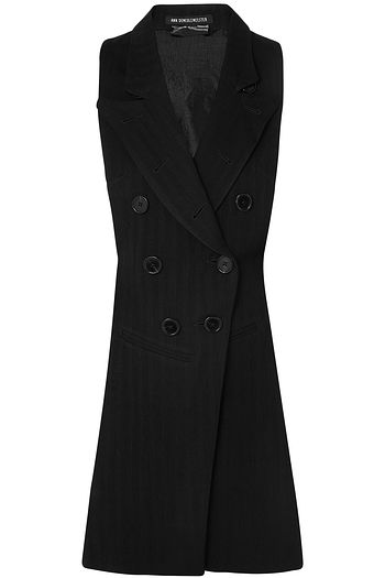 ANN DEMEULEMEESTER Open-back satin twill-paneled herringbone wool-blend vest