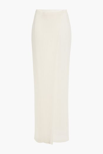 THE ROW Sol wrap-effect plissé-georgette maxi skirt