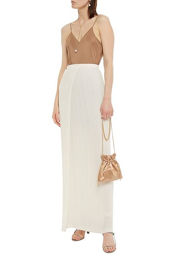 THE ROW Sol wrap-effect plissé-georgette maxi skirt