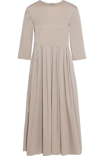 'S MAX MARA Corsaro pleated cotton-blend poplin midi dress
