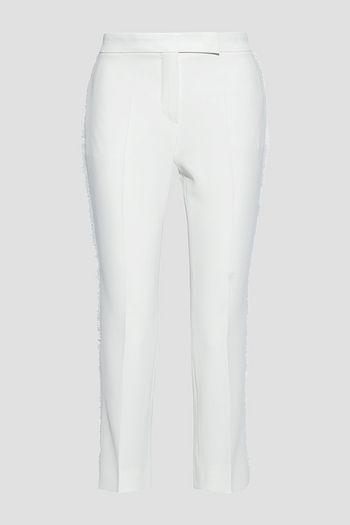 MAX MARA Derrik cropped fringe-trimmed crepe slim-leg pants