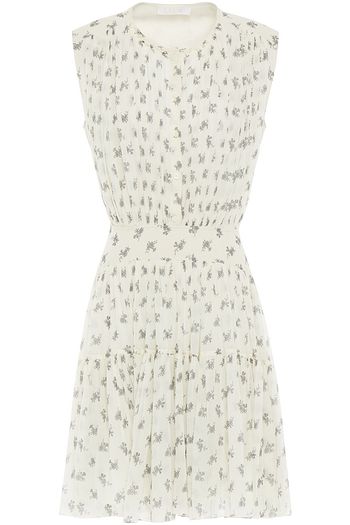 CHLOÉ Gerafftes Kleid aus Seidenchiffon mit floralem Print