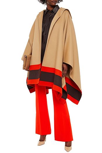 MICHAEL KORS COLLECTION ストライプウールフェルト フード付きケープ