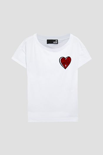 LOVE MOSCHINO AppliquƩd stretch-cotton jersey T-shirt